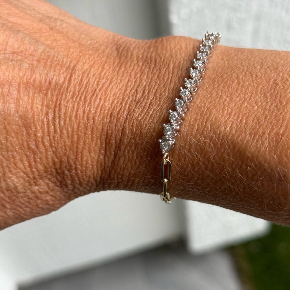 Diamond and paperclip tennis bracelet - Picture 8 of 14